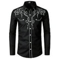 thumbnail image 3 of inhzoy Western Cowboy Shirt Men Floral Embroidery Slim Fit Long Sleeve Button Down Dress Shirts, 3 of 5