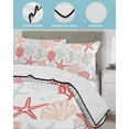 thumbnail image 4 of Ocean Orange Red Twin XL Size Down Alternative Comforter, Lightweight Comforter Quilt Bedding Set with Pillow Shams Coastal Starfish Coral Shell Marine All Seasons Bed Comforter Duvet Insert 68"x98", 4 of 7