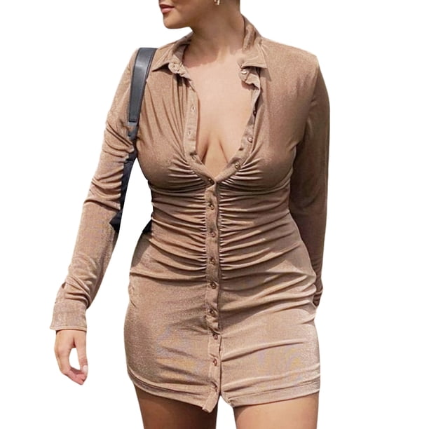 SAYOO Paquete de manga larga con cuello vuelto de color sólido para mujer Cadera de una pieza SAYOO Sexy