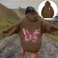 thumbnail image 2 of Womens Oversized Hooded Sweatshirt Pink Ribbon Graphic Long Sleeve Cancer Awareness Hoodies Fall Fashion Tops 2025, 2 of 5