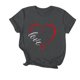 thumbnail image 1 of Camiseta de Manga Corta de Cuello Redondo Impresa para las Mujeres Día de San Valentín, Mezcla Ligera de Poliéster para Primavera Verano Otoño, 1 of 7