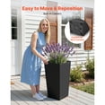 thumbnail image 3 of KFFKFF Set of 2 Tall Planters, 30in Large Tapered Pots for Indoor and Outdoor Plants, Modern Plastic Flower Containers with Wheels, Inner Pot, and Drainage Holes for Patio, Garden, Black, 3 of 8