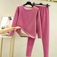 thumbnail image 3 of Sonducket Conjunto de ropa interior térmica para mujer, calzoncillos largos cómodos para clima frío y cálido, ropa interior de cuello Ropa interior Rosa Roja 3XL, 3 of 6