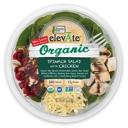 elevAte Organic Baby Spinach Chicken Salad Bowl, 4.5 oz