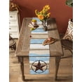 thumbnail image 5 of ERUNPONLY Ombre Wooden Grain Table Runner - 108 Inch Long Western Country Texas Star Retro Cotton and Linen Blended Dress Scarves Farmhouse Table Runner for Kitchen Dining, Coffee Table, 13"x108", 5 of 8