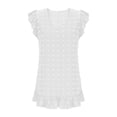 thumbnail image 6 of OSOLU Solid Color Women Casual Dress V-Neck Midi Dress With Cap Sleeve Ruffle Detail For Daily Wear Vacation Beach Spring Summer Dresses Breathable Hawaiian Flowy Sundress, 6 of 8