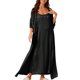 thumbnail image 4 of Pijamas de satén de 2 piezas INSPIRE CHIC para mujer, con mangas de 3/4, rayas, batas de noche negras, 4 of 5