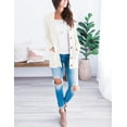thumbnail image 6 of Women's Long Sleeve Cable Knit Sweater Button Front Cardigan Loose Coat, 6 of 7