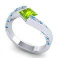 thumbnail image 2 of Diamond-Capitals 1.20 Carat Unique Natural Diamond Peridot & Blue Topaz Gemstone Anniversary Ring for Women 14K White Gold Size 6, 2 of 8