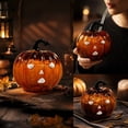thumbnail image 4 of Halloween Pumpkin Glass Cup, Beverage Serving with Lid, Glass, for Party Tables and Home Bars, Pumpkin-Face Shaped Glass Design, Lidded Tumbler, 4 of 7