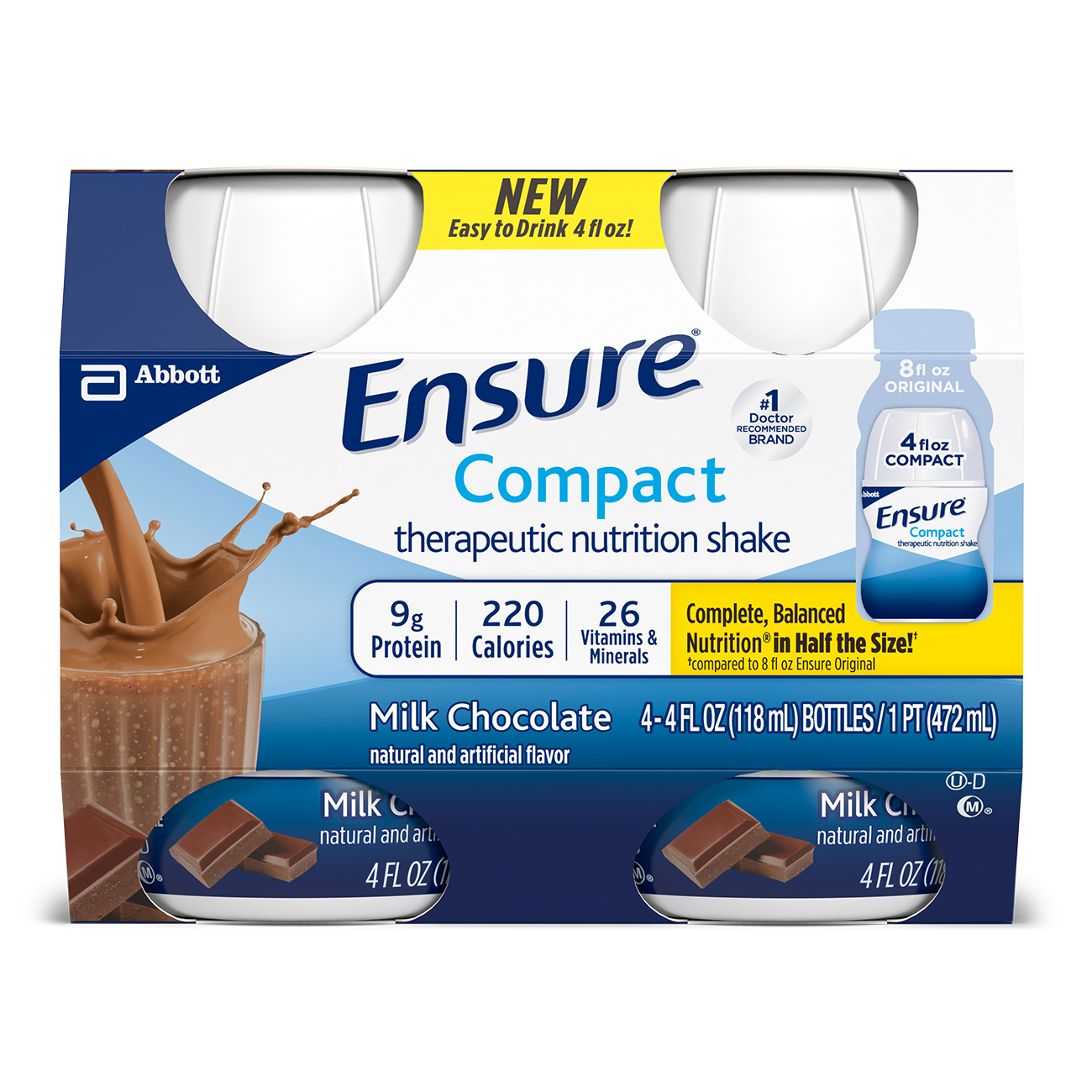 Ensure Compact Nutrition Shake, 9g of highquality protein, Milk