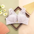 thumbnail image 4 of Bigersell Padded Bra with Straps V-Neck Wire-Free Bra Support Women Double-Breasted Bra Sport Bra Style R-6 Basic Bra Strap Nylon Full-Coverage Bra Feature Everyday Bras Underwear Purple XL, 4 of 4