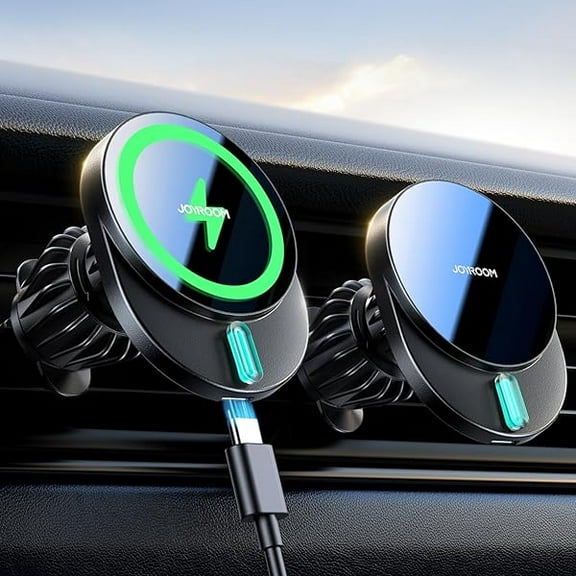 Saluqifa 15W for MagSafe Car Mount Charger, Ultra Magnetic Phone Holder for Car Vent Charging, Fast Wireless Car Charger Mount Fit for iPhone 16 Pro Max Plus Mini 15 14 13 12