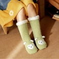 thumbnail image 3 of UJNDER Fuzzy Slipper Socks For Men Women Winter Warm Microfiber Soft Home Sleeping Floor Socks Light Green, 3 of 3