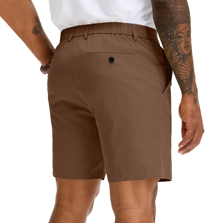 brown dress shorts men VV AVEORS Men'S Golf Casual Flat Front Quick Dry Shorts For Classic With Pockets Lightweight Stretch Black S mens dark brown shorts