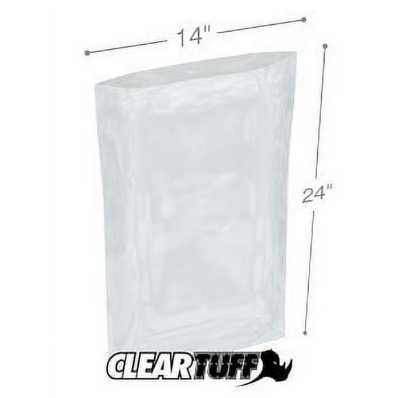 ClearTuff - 14" x 24" 2 Mil Flat Poly Bags - 500/Case