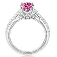 thumbnail image 2 of Gem Stone King 925 Sterling Silver Pink Moissanite and White Created Sapphire Engagement Ring for Women (1.27 Cttw, Cushion 6MM, Gemstone Birthstone, Available in Size 5, 6, 7, 8, 9), 2 of 3