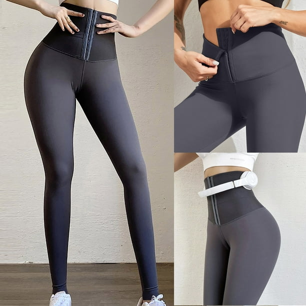 ESSSUT Women Pants Clearance Women Sport Fitness Yoga Pants High Waist Body  Shaping Breasted Elasticity Pants Gray S