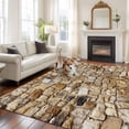 thumbnail image 2 of Brown Beige Stones Area Rugs 5'x8', Washable Small Throw Rugs for Classroom Bedroom, Farmhouse Stones Modern Art Indoor Outdoor Rug Non-Slip Low Pile Carpet Runner Reversible Floor Mats, 2 of 8