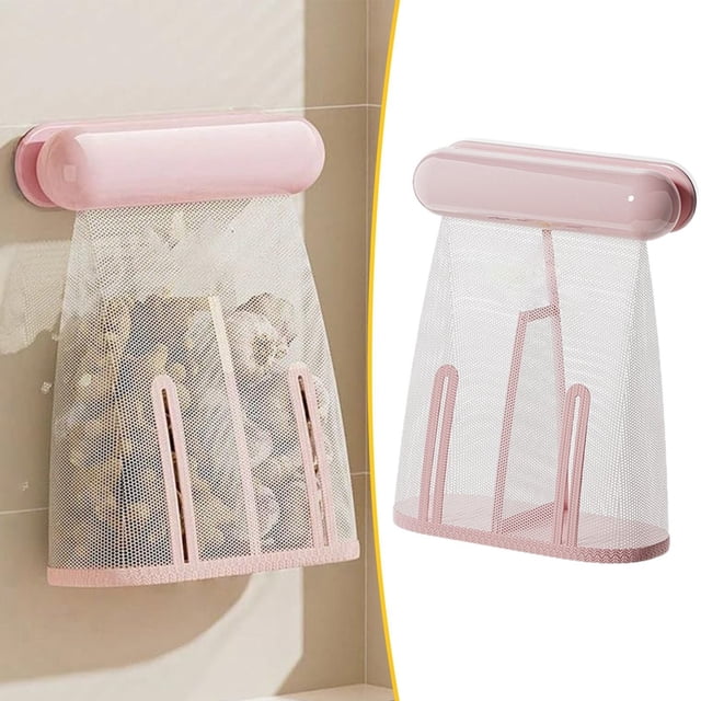 Storage Containers Set Versatile Mesh Storage Bag Strong Adhesion Wall Mounted Kitchen Storage Bag with Breathable Mesh— No Drilling Required Wide Top Loading Design Instant Bottom Retrieval