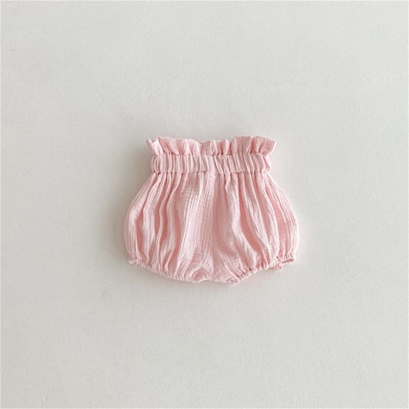 Breathable Baby Girls Summer Shorts Soft Pants Elastic Waistband Easy Change Casual Toddler Outdoor Play Daily WearPink0-6 Months