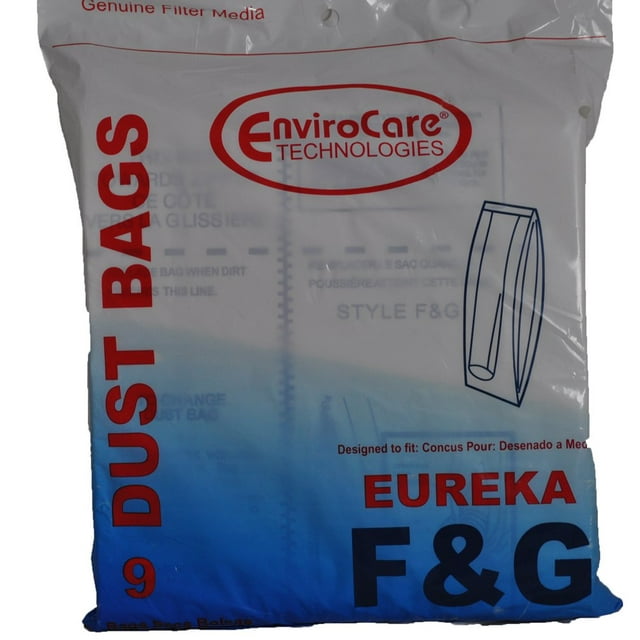 Bolsas de polvo EnviroCare para aspiradora de repuesto para Eureka F&G Uprights, 9 bolsas