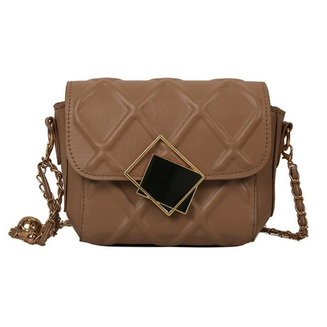 Bolso bandolera de diseñador mini con cadena acolchada, bolso de hombro para mujer, bolso de mano, café:;:;