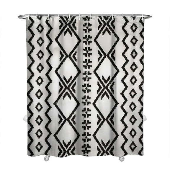 Extra Long Boho Shower Curtain 72x84 Inches - Vintage Floral & Tropical Leaves Pattern, Waterproof Bohemian Bathroom Decor with 12 Hooks, Tribal Rustic Style