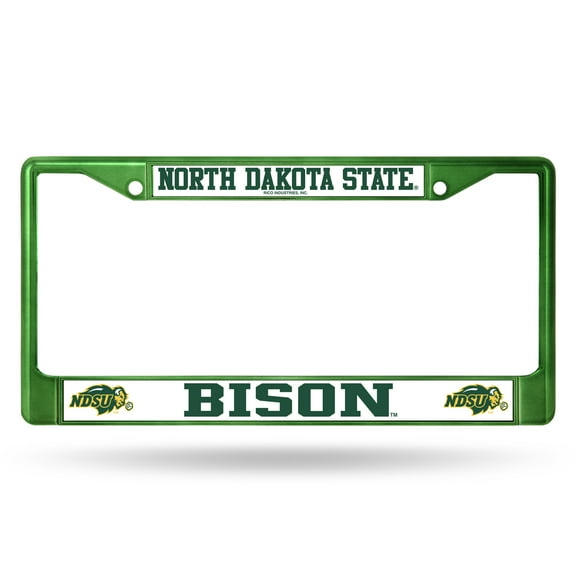 North Dakota State NDSU Bison NCAA Green Painted Chrome Metal License Frame