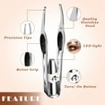 thumbnail image 4 of 3 Pcs Tweezers with LED Light, Stainless Steel Tweezers with Light, Comfortable Make Up Lighted Tweezers for Eyebrow Eyelash Hair Removal, 4 of 7