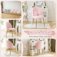 thumbnail image 6 of Ktaxon Vanity Makeup Chair Comfy Accent Chair Small Office Chair for Living Dining Room Bedroom Home Office Faux Rabbit Hair Pink, 6 of 10