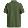 thumbnail image 4 of Huowey Womens Sweatshirt Solid Color Slim Fit Workwear Top Short Sleeve Lapel Collar Summer Commute Loose Fit Soft Comfort Lightweight Fall Clothes,Army Green,XXL, 4 of 5