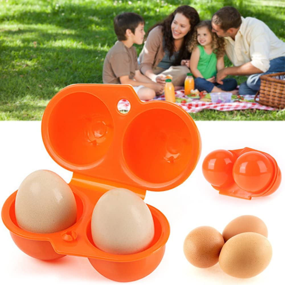 2 Egg Case Carrier Tray Egg Container Hard Boiled Egg Holder Camping Carrier for Barbecue Camping Picnic Supplies 1PC Portable Egg Storage Box 