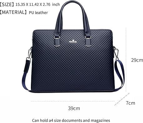 FSD.WG Leather Briefcase - Single Shoulder Laptop Business Bag, Fits 15.6-inch Devices,Blue