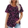 thumbnail image 1 of Camisetas de Manga Corta de Verano para las Mujeres Impresas con Cuello Redondo, Poliéster Ligero Top de Verano Casual, 1 of 5