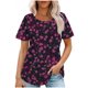 thumbnail image 1 of Camisetas de Manga Corta de Verano para las Mujeres Impresas con Cuello Redondo, Poliéster Ligero Top de Verano Casual, 1 of 5