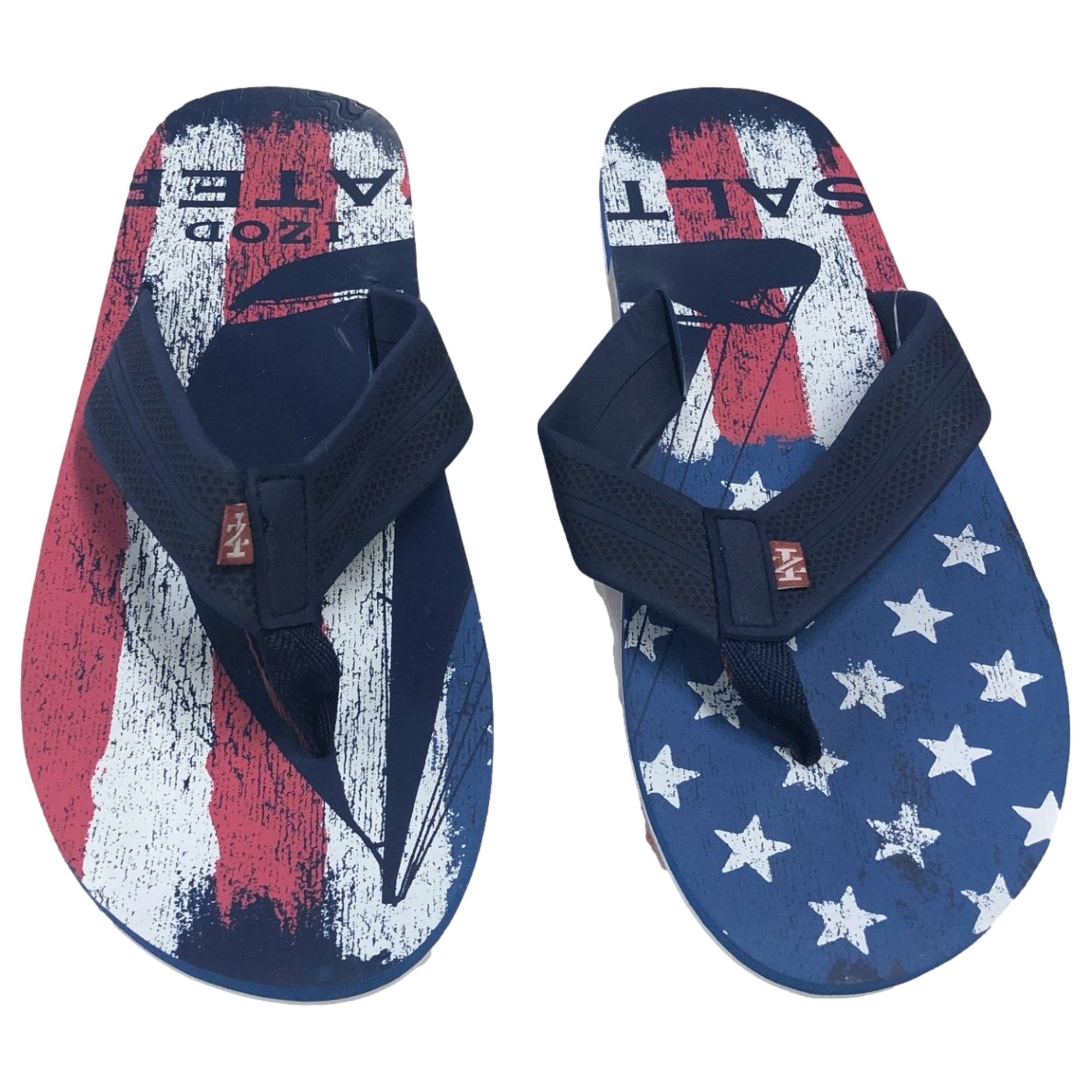 **NWT* Lot of 5 Pairs Izod Men\'s Flip Flops in Blue, Teal, Navy and Red Accents Izod Mens Patriotic Flip Flops Red White & Blue Flag Print  main image 3