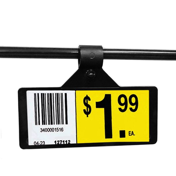 Black Shelf Label Holders 3" L x 1.25" H Sign Clips for Wire Grids
