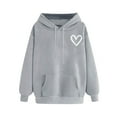 thumbnail image 3 of Hvot&aat Women's Casual Heart Print Hoodie Long Sleeve Pullover Casual Loose Solid Color Sweatshirt, 3 of 4
