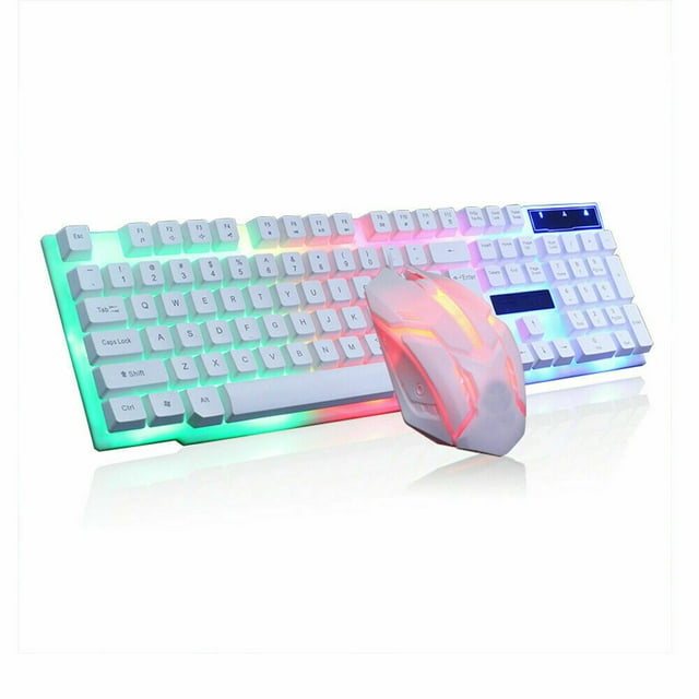 Ensemble Clavier et Souris de Jeu Arc-en-Ciel Rétroéclairage Changeant de Couleur (Blanc)