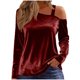 thumbnail image 3 of RKSTN Velvet Long Sleeve Shirts for Women Oversized Off Shoulder Single Strap T Shirts Top Womens Casual Solid Plus Size Loose Fits Comfy Elegant Basic Tee Shirt Fall Spring Clothes, 3 of 9