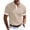 Khaki, variant on Men's Short Sleeve Polo Shirt, Ribbed Knit Contrast Cuff Collared Top for Casual & Business Wear Dark Gray L