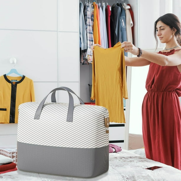 Almacenamiento de ropa con compartimentos, bolsa de almacenamiento de ropa grande, organizador de armario, bolsa de clasificación de ropa, alta capacidad, bolsillo exterior, fácil de