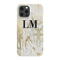 thumbnail image 1 of Personalised White x Gold Marble Initials iPhone 14 Pro Pro Case,iPhone 16 Pro, 1 of 4