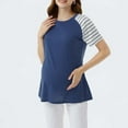 thumbnail image 3 of Annhoo Clothes for Maternity Women Color Block Striped Crew Neck Dressy Tunic Long Sleeve Casual Tops Pregnancy Blouse, 3 of 7