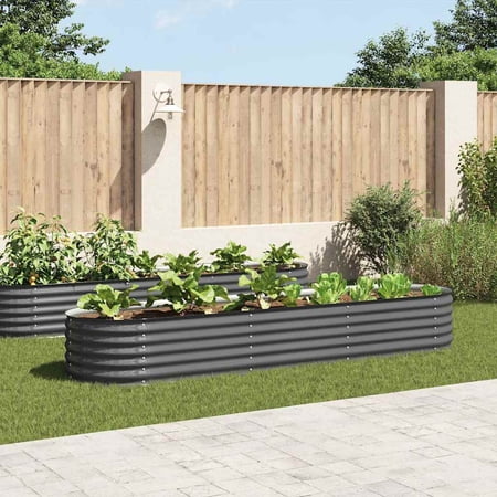 vidaXL Raised Garden Bed Raised Flower Bed Raised Garden Box Galvanized Steel