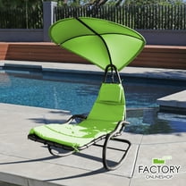 Geniqua Corp Steel Built-in Pillow and Removable Canopy Curved Chaise Lounge