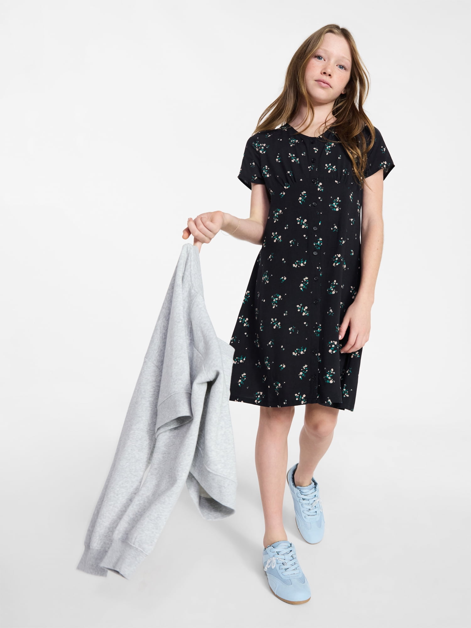 Weekend Academy Girls Button-Front Dress with Short Sleeves, Sizes 4-18