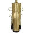 thumbnail image 3 of Unique Bargains Women's Round Toe Chunky Heel Lace Up Platform Boots Gold US 7, 3 of 6