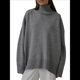 thumbnail image 1 of Suéter de Mujer, Jersey de Punto Grueso de Larga con Dobladillo Alto y Bajo, Jersey Básico de Moda para Otoño e Invierno Gris L, 1 of 10